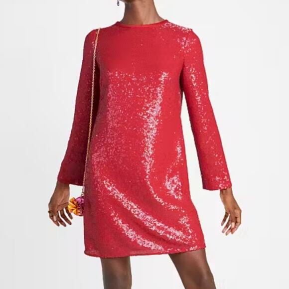 Kate Spade Red Sequin Shift Party Cocktail Evening Dress size 00 - Picture 2 of 11